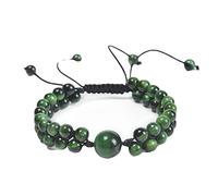 GGYTMQL Mens Bracelets Beads, 6mm Double Layer Stone Braided Bracelet Men Adjustable Bracelet 21CM