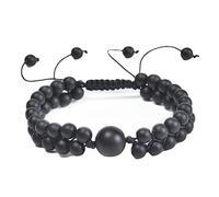 GGYTMQL Mens Bracelets Beads, 6mm Double Layer Stone Braided Bracelet Men Adjustable Bracelet 21CM