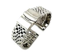 GGYTMQL Metal Stainless Steel Band for 20Mm 22Mm Seven Beads Grade Fashion Watch Strap/Silver/20Mm