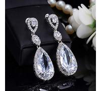 GGYTMQL Micro Pave Water Drop Crystal Long Earrings For Women With Zircon Stones Settting