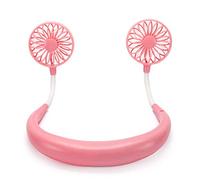 GGYTMQL Mini Portable Hanging Neck Fan,Lazy Neck Hanging Mini Fan Mini Handheld Fan USB Charging Small Silent Fan Creative Gift-Pink