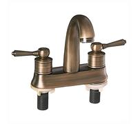 GGYTMQL Mixer Tap，Double Handle Double Holes Solid Brass Antique Sink Hot and Cold Water Tap Full Copper Vintage Kitchen Basin Mixer Faucet