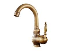 GGYTMQL Mixer Tap Faucet,360 Degreesg Rotatable Full Copper Kitchen Sink Hot Cold Water Tap Lavatory Antique Waterfall Faucet