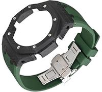 GGYTMQL Mod Kit Carbon Fiber Case Fluororubber Strap for Ga2100 3rd, Modified for Men Metal Butterfly Buckle Rubber Strap for Ga2110 Replacement Accessories
