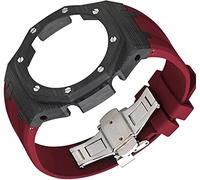 GGYTMQL Mod Kit Carbon Fiber Case Fluororubber Strap for Ga2100 3rd, Modified for Men Metal Butterfly Buckle Rubber Strap for Ga2110 Replacement Accessories
