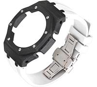 GGYTMQL Mod Kit Carbon Fiber Case Fluororubber Strap for Ga2100 3rd, Modified for Men Metal Butterfly Buckle Rubber Strap for Ga2110 Replacement Accessories