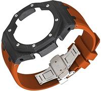 GGYTMQL Mod Kit Carbon Fiber Case Fluororubber Strap for Ga2100 3rd, Modified for Men Metal Butterfly Buckle Rubber Strap for Ga2110 Replacement Accessories