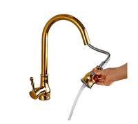 GGYTMQL Modern Pull Down Spout Kitchen Faucet Deck Mounted Black Stream Sprayer Kitchen Mixer Taps Single Handle Pull Out Spout (Color : Cromo)