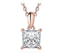 GGYTMQL moissanite d color 1ct princess 925 sterling silver pendant necklace for woman no chain yellow rose gold plated