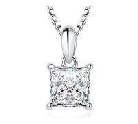 GGYTMQL moissanite d color 1ct princess 925 sterling silver pendant necklace for woman no chain yellow rose gold plated