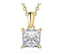 GGYTMQL moissanite d color 1ct princess 925 sterling silver pendant necklace for woman no chain yellow rose gold plated