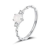 GGYTMQL Moonstone Ring Finger Rings For Women Stackable Rings Band Fine Jewelry