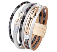 GGYTMQL Multi-Layer Leather Bracelets for Women Infinity Leather Wrap Bracelets Bohemian Stackable Wristband Cuff Bangle Bracelet（grey）