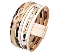 GGYTMQL Multi-Layer Leather Bracelets for Women Infinity Leather Wrap Bracelets Bohemian Stackable Wristband Cuff Bangle Bracelet（beige）