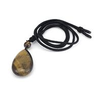 GGYTMQL Natural Crystal Quartz Necklace Lapis Lazuli Black Agates Amethysts Waterdrop Stone Pendant Rope Necklace,Synthetic MalachiteA