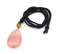 GGYTMQL Natural Crystal Quartz Necklace Lapis Lazuli Black Agates Amethysts Waterdrop Stone Pendant Rope Necklace,Synthetic MalachiteA