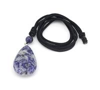 GGYTMQL Natural Crystal Quartz Necklace Lapis Lazuli Black Agates Amethysts Waterdrop Stone Pendant Rope Necklace,Synthetic MalachiteA