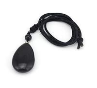 GGYTMQL Natural Crystal Quartz Necklace Lapis Lazuli Black Agates Amethysts Waterdrop Stone Pendant Rope Necklace,Synthetic MalachiteA