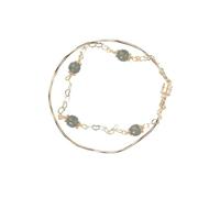 GGYTMQL Natural Feng Shui Green Jade Bracelet for Women Genuine Yoga Double Layers Stacked Wearing Hetian Green Jade Bracelet Bracelet String S925 Silver Gold Plated
