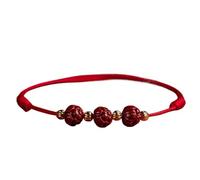 GGYTMQL Natural Gemstone Bracelet, Natural Cinnabar Crystal Stone Ankle Bracelet Lotus Beaded Bracelet Lucky Charm Braided String Rope Anklet Vacation Amulet Attract Money Prosperity Luck