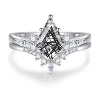 GGYTMQL Natural Gemstone Rings Sterling Silver Engagement Rings for Women Kite Cut Lapis Lazuli Wedding Rings Lapis Lazuli Promise Ring Gift For Valentine's Day Size 5-9