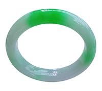 GGYTMQL Natural Green Agate Jade Bangle Bracelet for Womens, Lady Green Floating Flower Jade Bangle, with Jewelry Box,54mm