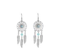 GGYTMQL Natural Stone Earrings For Women - Retro Ethnic Style Pattern Hollow Feather Turquoise Round Bead Pendant,Simple Natural Stone Earring For Girls Gifts Birthday ui