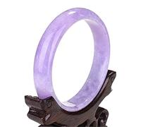 GGYTMQL Natural Violet Jade Bangle Fengshui Purple Jade Bracelet, Chinese Elegant Ladies Purple Agate Jade Bracelet, Wedding/Anniversary/Celebration, with Jewelry Box, 56-62mm,58mm