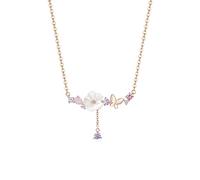 GGYTMQL Necklace 925 Butterfly Flower Pendant Necklace Sweet and Charming Light Luxury Collarbone Chain Accessories Gift for Women Necklaces for Women