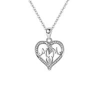 GGYTMQL Necklace for Women, Heart Chain Necklace Double Cubic Zirconia Mom Rolo Simple Pendant Necklace