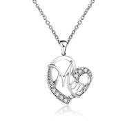 GGYTMQL Necklace for Women Heart, Metal Pendant Necklace Mom with Cubic Zirconia Rolo Necklaces for Adults