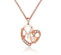 GGYTMQL Necklace for Women Heart, Metal Pendant Necklace Mom with Cubic Zirconia Rolo Necklaces for Adults