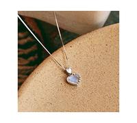 GGYTMQL Necklace Moonstone 925 Pendant Love Heart Shape Clavicle Chain Shiny Dazzling Woman Necklace for Girlfriend Necklaces for Women
