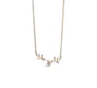 GGYTMQL necklace Sterling Silver Necklace,Sterling Pearl For WomeAntler Pendant Dainty Trendy Choker ChaiJewelry Her Girls Couples