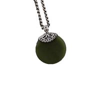 GGYTMQL Necklace925 Silver Natural Green Jade Round Pendants for Women Gemstones Fine Jewelry Thai Silver Necklace