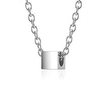 GGYTMQL Necklaces, Mens Chains Stainless Steel Silver Square Hole Pendant Necklace Length 60+5CM Jewelry for Men