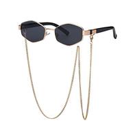 GGYTMQL New 2025 Chain Irregular Small Square Sunglasses For Women Gradient Chain Sun Glassses Female Alloy Eyewear Uv400