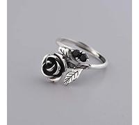 GGYTMQL Open Rings For Women,Adjustable Ring 925 Silver Fashion Retro Rose Carving Open Ring Romantic Jewelry Gift For Girl Women Couple Engagement Wedding Eternity Ring Gift