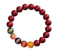 GGYTMQL Panzhu Bracelet, Buddhist Rosary,Rosary Beads,Five Way God of Wealth Cinnabar Good Auspicious Beads Bracelet Solicit Wealth Money Drawing Fortune HandString for Men Women Beads Bracelet