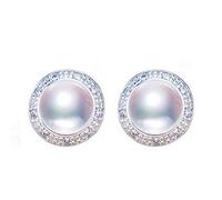GGYTMQL Pearl Earrings 925 Sterling Silver Jewelry Zircon Retro Natural Freshwater Pearl Stud Earring For Women Gift