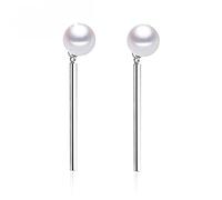 GGYTMQL Pearl, Pearl With 925 Sterling Silver Earrings, Wedding Anniversary Jewelry Women Fashion White Wedding Earrings Girls Gift