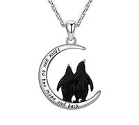 GGYTMQL Penguin Heart Pendant Chain 925 Sterling Silver Black Enamel Necklace for Women fine Jewelry Valentine's Day