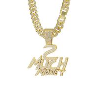 GGYTMQL Personalized English Letter MONEY Diamond Pendant Cuban Fashion Pendant Necklace Men's Necklace