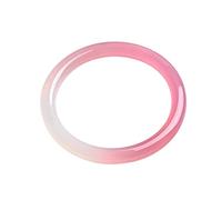 GGYTMQL Pink and White Jade Bangle Bracelet for Women Retro Chinese Style Natural Agate Gemstone Jewelry Gift for Mother (Size : 54mm)