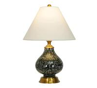 GGYTMQL Portable Desk Lamp Vintage Ceramic Bedside Lamps Fabric Lampshade Table Lamp Button Switch Lamp For Bedroom Farmhouse Lamp