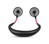 GGYTMQL Portable Fan,LED Sports Aromatherapy Lamp Hanging Neck Fan USB Charging Portable Mini Fan Lazy Fan-Black (Blue)