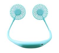 GGYTMQL Portable Fan,LED Sports Aromatherapy Lamp Hanging Neck Fan USB Charging Portable Mini Fan Lazy Fan-Black (Blue)