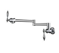 GGYTMQL Pot Filler Brass Pot Filler Kitchen Faucet,Wall Mount Single Hole Double Handle Folding Kitchen Pot Filler Swing Arm Faucet,G(F)
