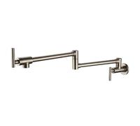 GGYTMQL Pot Filler Faucet Matte Black Wall Mounted Kitchen Sink Tap Brushed Nickel with 24" Double Jointed Swinging Spout(Matte Black)