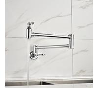 GGYTMQL Pot Filler Faucet Wall Mounted, Wall Mount Kitchen Stove Brass Double Joint Swing Arm Sink Faucet Folding Stretchable with Single Hole Two Han